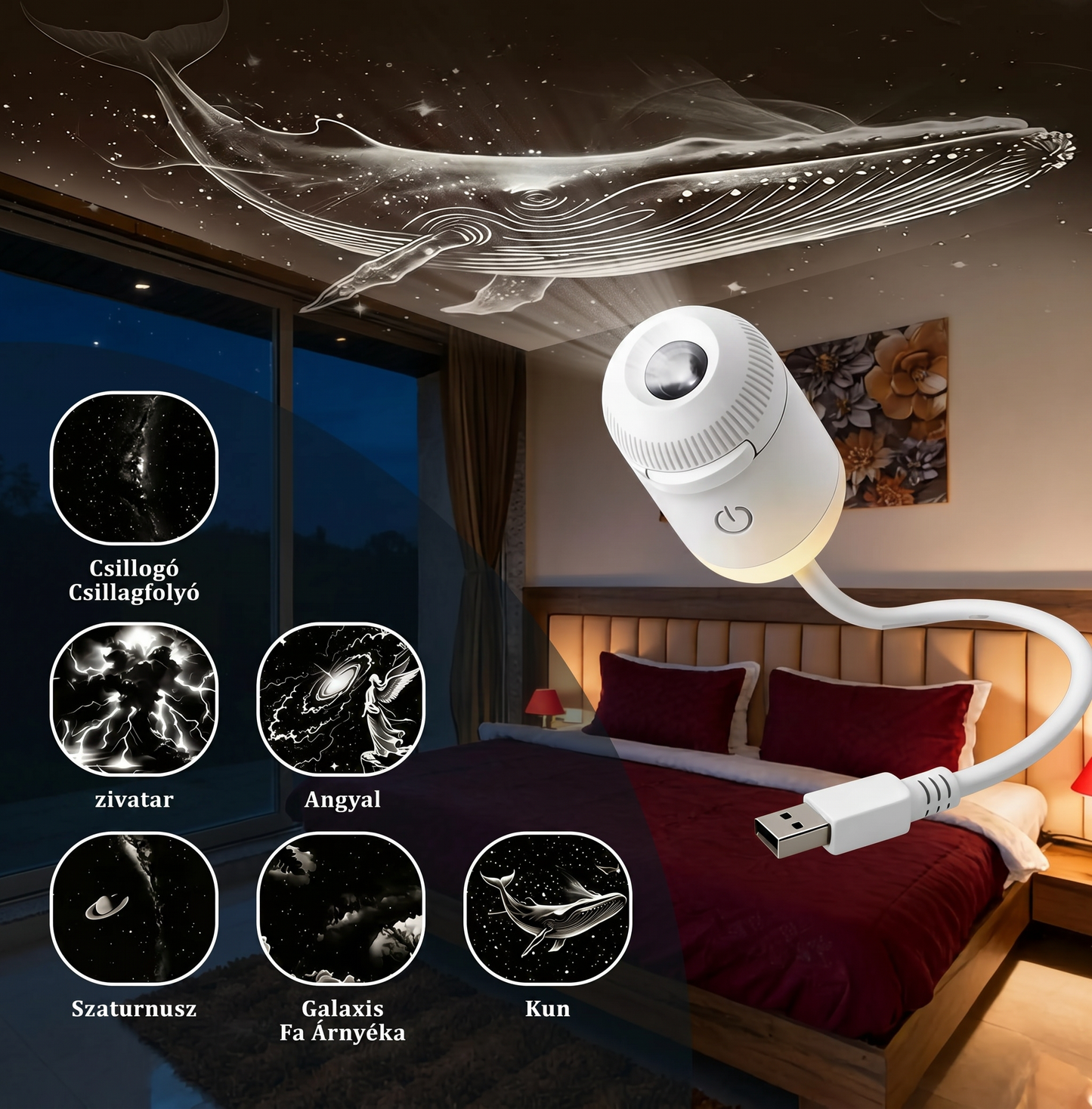 PKNEW® KÖVETKEZŐ GENERÁCIÓS OKOS PROJEKCIÓ HD Okos Dinamikus 5D Holografikus Éjszakai Fény Projektor✨