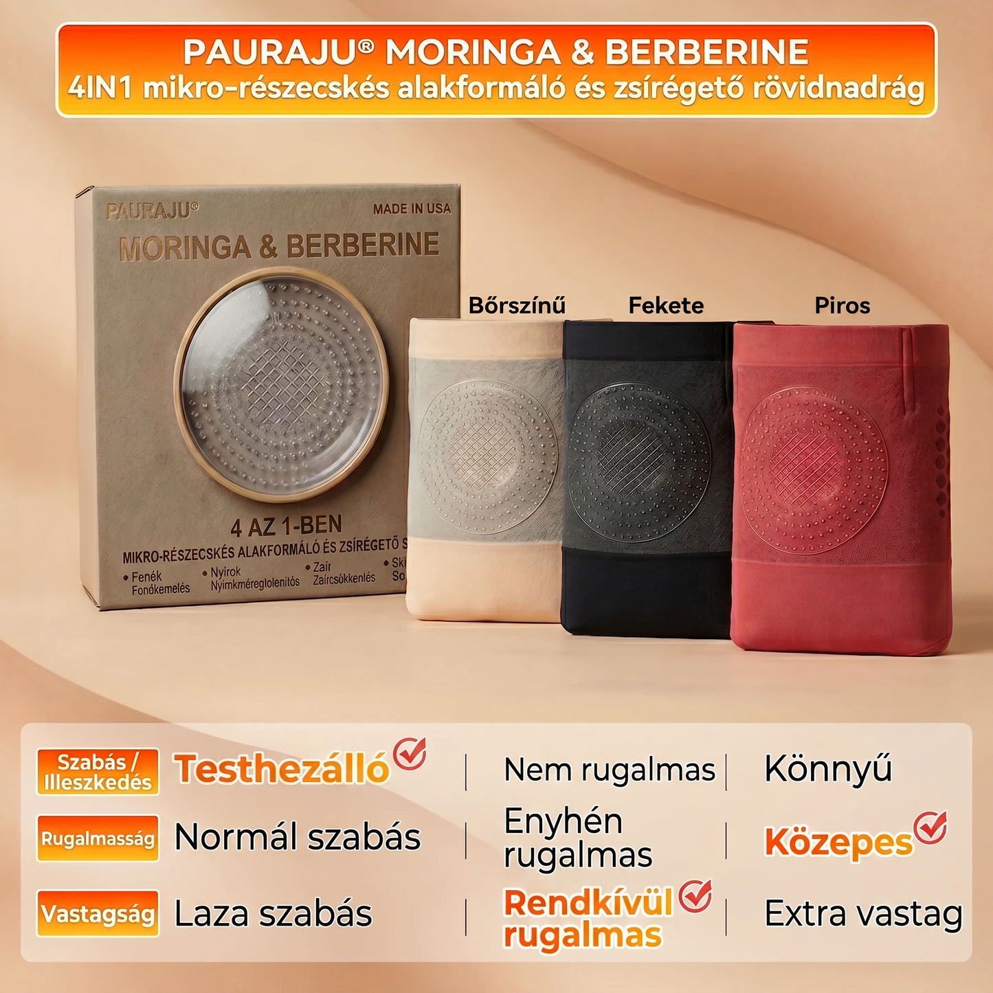 2026 Hivatalos márkaüzlet 🔥🍑 BLUESHOT® – Moringa és Berberin: 4 az 1-ben alakformáló és zsírégető mikrorészecskés rövidnadrág