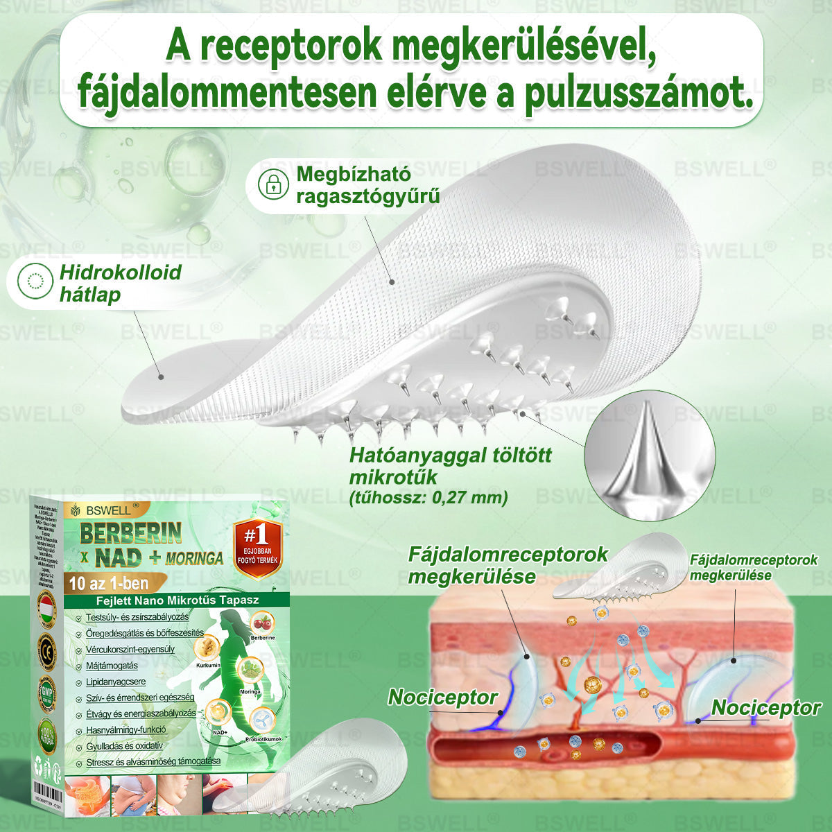 🏆🏆BSWELL® Nano mikrotűs karcsúsító tapasz (Naponta csak egyszer, 28 nap alatt látható változások 👍 Elhízás, szív- és érrendszeri egészség, cukorbetegség, alvási apnoe, bélrendszeri egészség, ízületi problémák és még sok más támogatására)✅