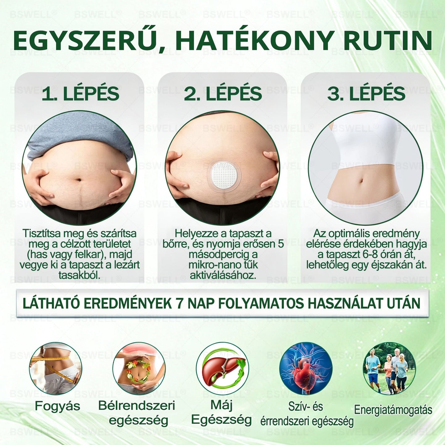 🏆🏆BSWELL® Nano mikrotűs karcsúsító tapasz (Naponta csak egyszer, 28 nap alatt látható változások 👍 Elhízás, szív- és érrendszeri egészség, cukorbetegség, alvási apnoe, bélrendszeri egészség, ízületi problémák és még sok más támogatására)✅