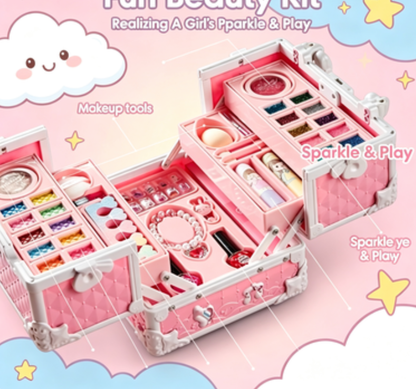 Safe Non-Toxic Kids Makeup Kit for Girls - Washable Princess Pretend Play Cosmetic Set with Mirror, Ideal Birthday Gift