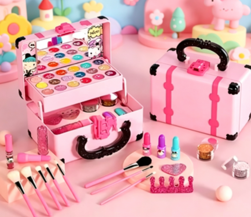Kids Washable Makeup Kit – Princess Non-Toxic Cosmetic Toy Set for Girls