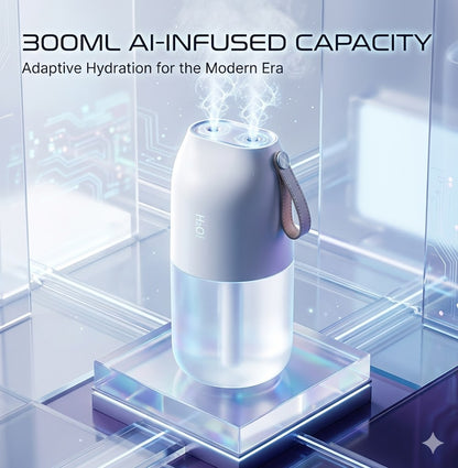 Cordless Portable Humidifier with 2000mAh Rechargeable Battery - 300ml Mini Ultrasonic Mist Maker - Silent USB Water Sprayer for Bedroom and Desktop
