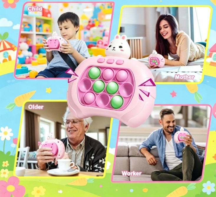 Light Up Pop It Quick Push Bubble Game Handle Toy, Electronic Fidget Puzzle Game Machine, Stress Relief Toy Gifts for All Ages