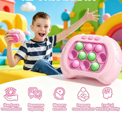 Light Up Pop It Quick Push Bubble Game Handle Toy, Electronic Fidget Puzzle Game Machine, Stress Relief Toy Gifts for All Ages