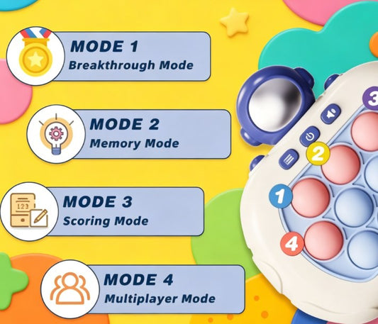 Light Up Pop It Quick Push Bubble Game Handle Toy, Electronic Fidget Puzzle Game Machine, Stress Relief Toy Gifts for All Ages