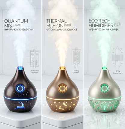 Natural Wood Grain Aroma Diffuser 200ml - Decorative Ultrasonic Humidifier with Cool Mist Sprayer - Elegant Electric Fragrance Machine for Bedroom & Living Room