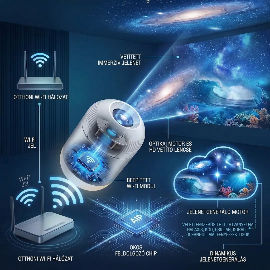 PKNEW® KÖVETKEZŐ GENERÁCIÓS OKOS PROJEKCIÓ HD Okos Dinamikus 5D Holografikus Éjszakai Fény Projektor✨